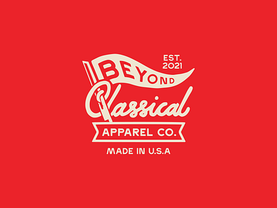 Beyond Classical apparel badge branding classical classical music design flag hand lettering illustration lettering lockup logotype script typography