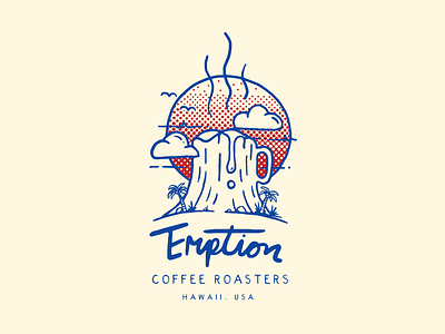 Eruption Coffee Roasters branding coffee design illustration lettering lockup logo roasters stamp typography volcano