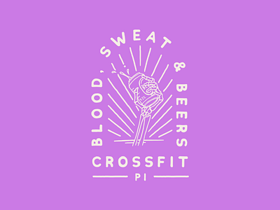 Blood, Sweat & Beers badge design beer can beers crest crossfit illustration lettering lockup logo skeleton