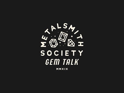 Metalsmith Society Gem Talk badge branding crest detail gems illustration jewelery jewelry lettering lockup logo metal typography