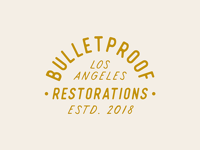 Bulletproof Restorations badge branding bulletproof car lettering lockup logotype los angeles stamp tuning typography vector