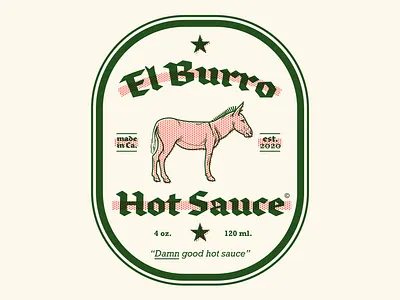 El Burro Hot Sauce brand identity branding design donkey flat fun graphic design halftone hot sauce illustration logo logo design logodesign typography vector