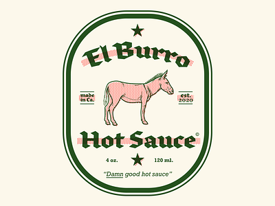 El Burro Hot Sauce brand identity branding design donkey flat fun graphic design halftone hot sauce illustration logo logo design logodesign typography vector