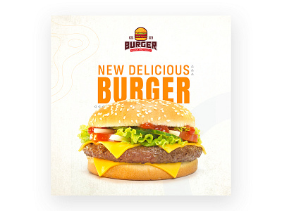 Burger social media post. ad advertise advertisement advertising banner banner ads brand branding burger fastfood food post restaurant socialmedia
