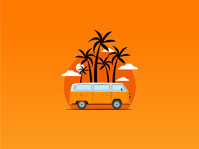 Mini Travel bus flat illustration