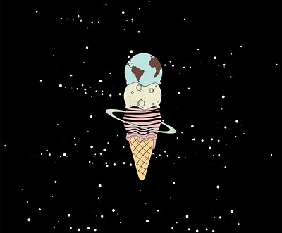 ice planet cream design design art galaxy ice cream illustraion space art vector