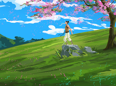 Wind of Samurai air art character characterdesign concept art digitalart fantasy game gaming illustration magical mountains photoshop wizard