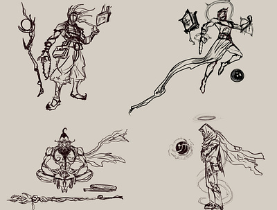 concept sketches for wizard art character characterdesign concept art digitalart fantasy fantasyart game mobilegames photoshop cs6