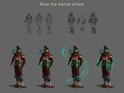 Earth element user Muay thai martial artist art character design concept art digitalart fantasy art fighter game illustration muay thai photoshop cs6