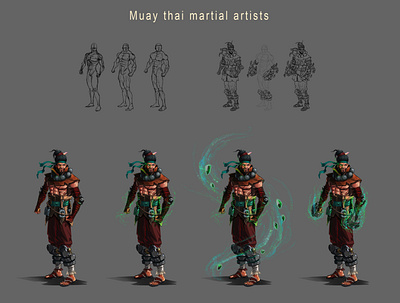 Earth element user Muay thai martial artist art character design concept art digitalart fantasy art fighter game illustration muay thai photoshop cs6