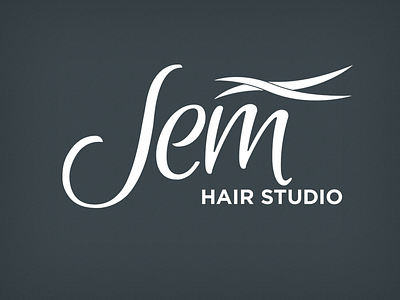 Jem Custom Typography Logo abstract branding calligraphy custom lettering hair logo scissors typography