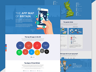 "The App Map of Britain" for Carphone Warehouse apps blue britain data illustration infographic map mobile web