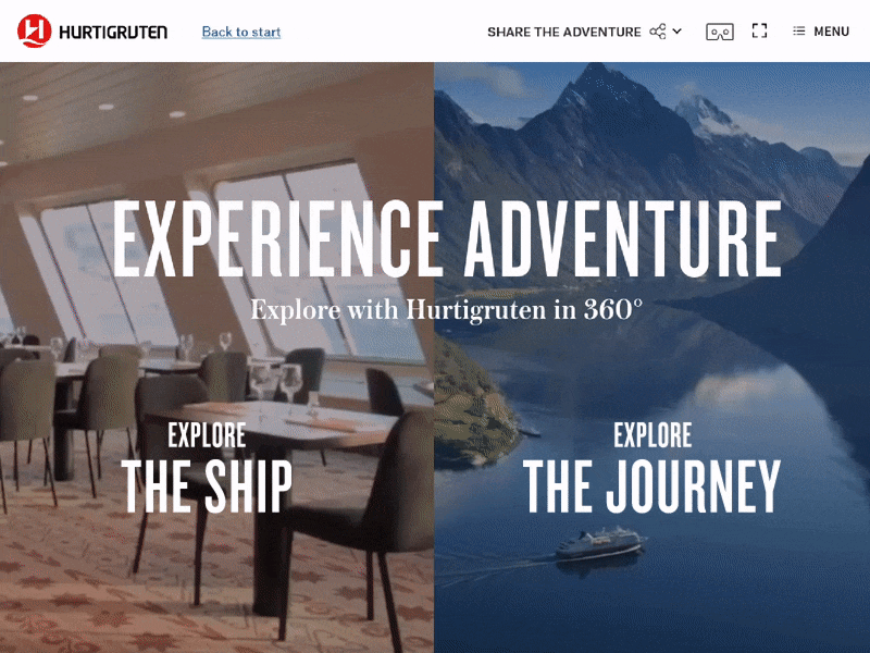 "Experience Norway in 360" for Hurtigruten animation background digital explore hurtigruten jquery norwary ui ux video web