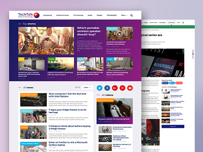 "Techtalk" blog for Currys PC World - Desktop article blog news red technology ui website white