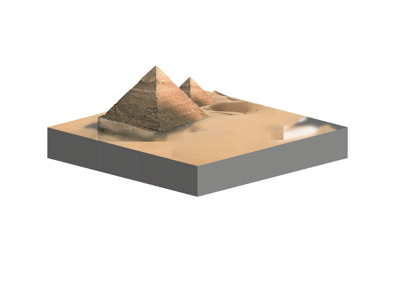 Adventures in the Land of Egypt clouds composite cutaway dunes egypt palm photoshop pyramid rock sand trees walkthrough water
