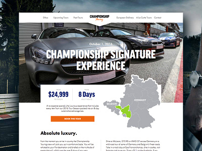 Championship Touring Website automotive booking enthusiast europe motorsports responsive touring tourism travel website