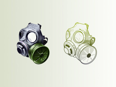 Respirator engraving gas mask icon realistic respirator