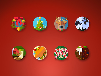Christmas flat icon set deer flat icon merry christmas santa share