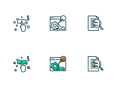 SEO curve green icon orange outline vector