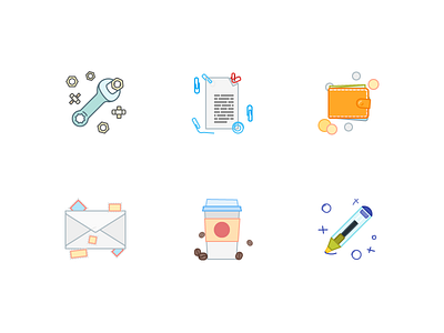 Mix Icons colorful document edit flat free mail outline pay settings wallet