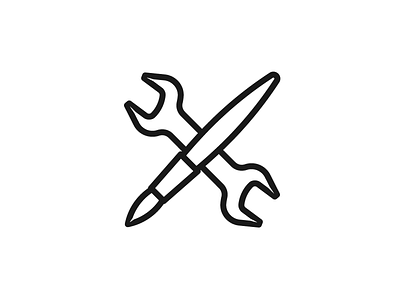 Skills brush icon line outline simple wrench