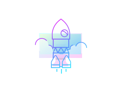 Launch filled outline gradient icon launch rocket start transparent