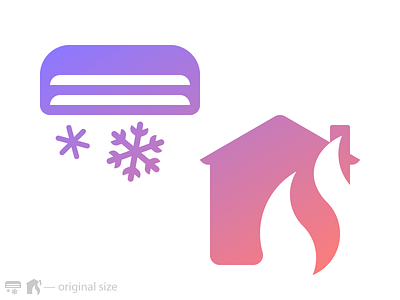 Cold and fire air conditioning glyph gradient home house icon