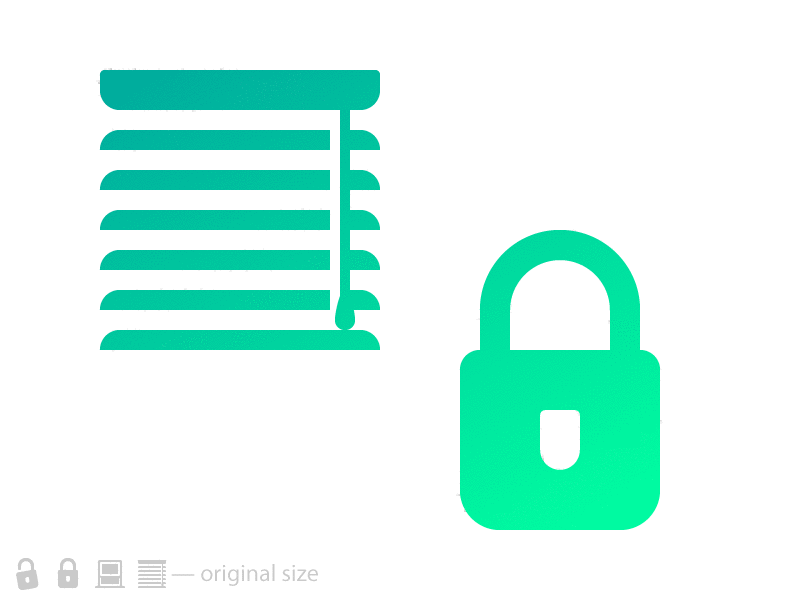 Privacy glyph gradient icon jalousie padlock window