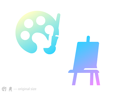 Art brush canvas easel glyph gradient icon paint