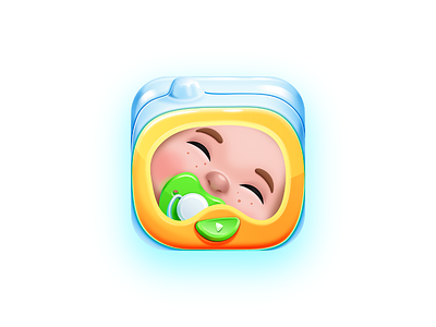 Babymonitor app application cartoon cute icon ios vector