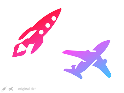 Flew! airplane glyph gradient icon rocket