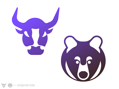 Bulls Bears animal business glyph gradient head icon