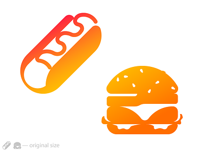 Fast Food glyph gradient hamburger hotdog icon meal