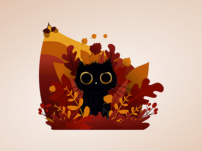 Autumn cat is watching you! affinitydesigner autumn cat character design halloween illustration vector vector art