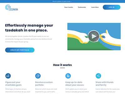 My Tzedakah Fund Homepage landing page landing page design marketing site ui