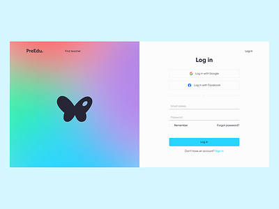 Log in page PreEdu