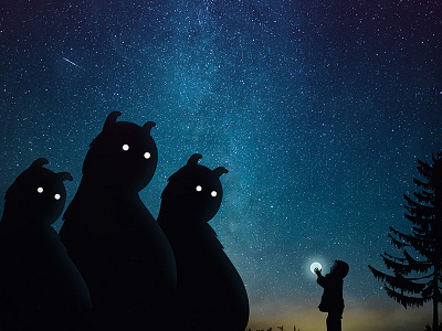 The Gift adobe amr art behance forest hotamr kid monsters night photoshop stars trees