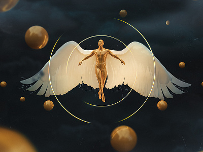 Soul of Gold 3d amr angel art behance digital elshamy fly illustration man