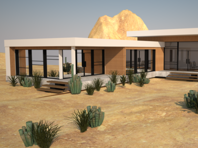 Materialization Desert house architechture cinema4d create render visualisations