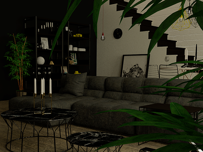 Interiorvisual 'darkside style' architechture cinema4d create design drawings illustration interior interiordesign living room render rendering visualisations visuals