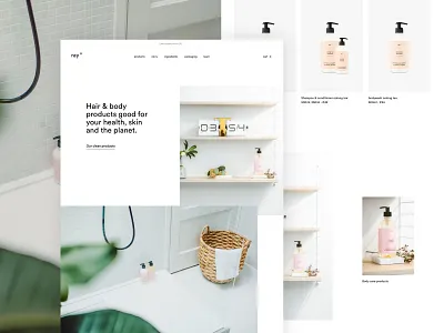 ray homepage body lotion conditioner cosmetics design ecommerce minimal shampoo ui ux webshop