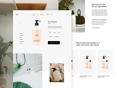 ray product page conditioner cosmetics design ecommerce landingpage product productpage shampoo skinncare ui ux webshop