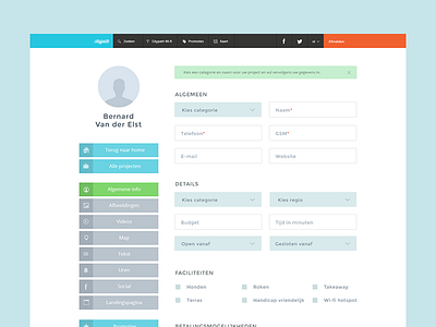 Flatboard backend blue colors dashboard design green orange ui