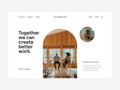 Coworking hero co design friendly interior shapes soft ui ux working