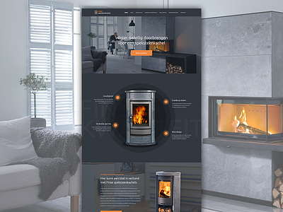Fireplace Landingpage cosy dark fireplace ui webdesign