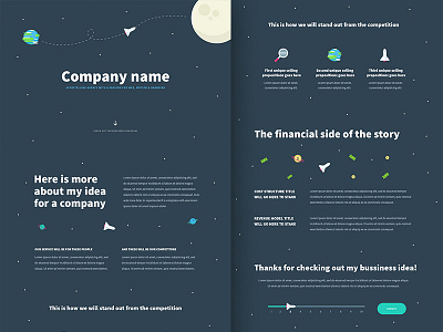 Full Page design illustrations landing money outcome page planets results space website