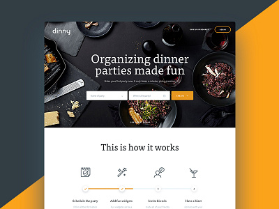 Landingpage dinner event organizer party tool ui webdesign