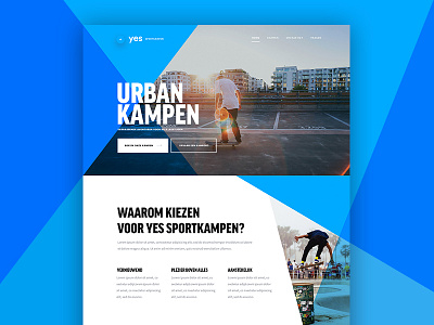 Sportcamp design blue bold design skateboarding sports typography ui ux website