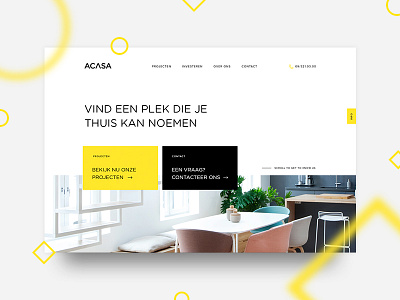 Acasa homepage housing landingpage real estate ui website yellow