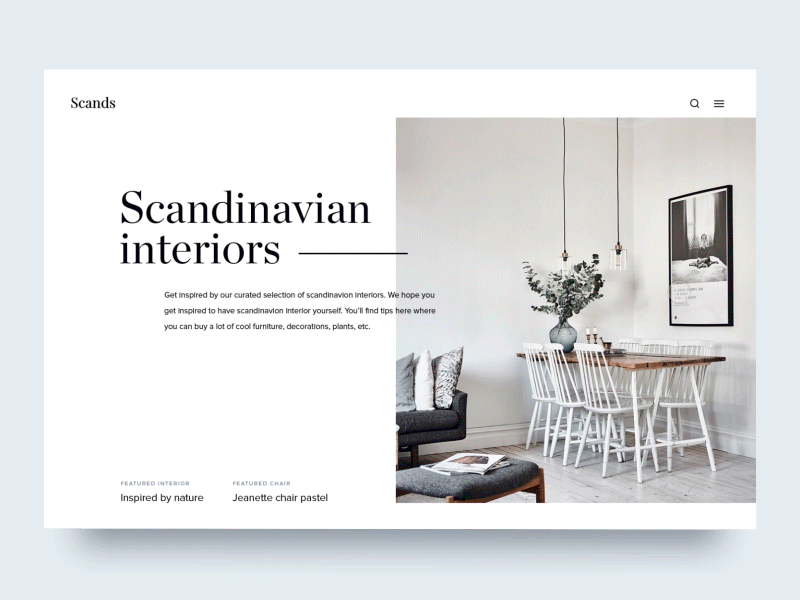 Scandinavian interiors animation interaction interior minimal scandinavian scroll ui ux